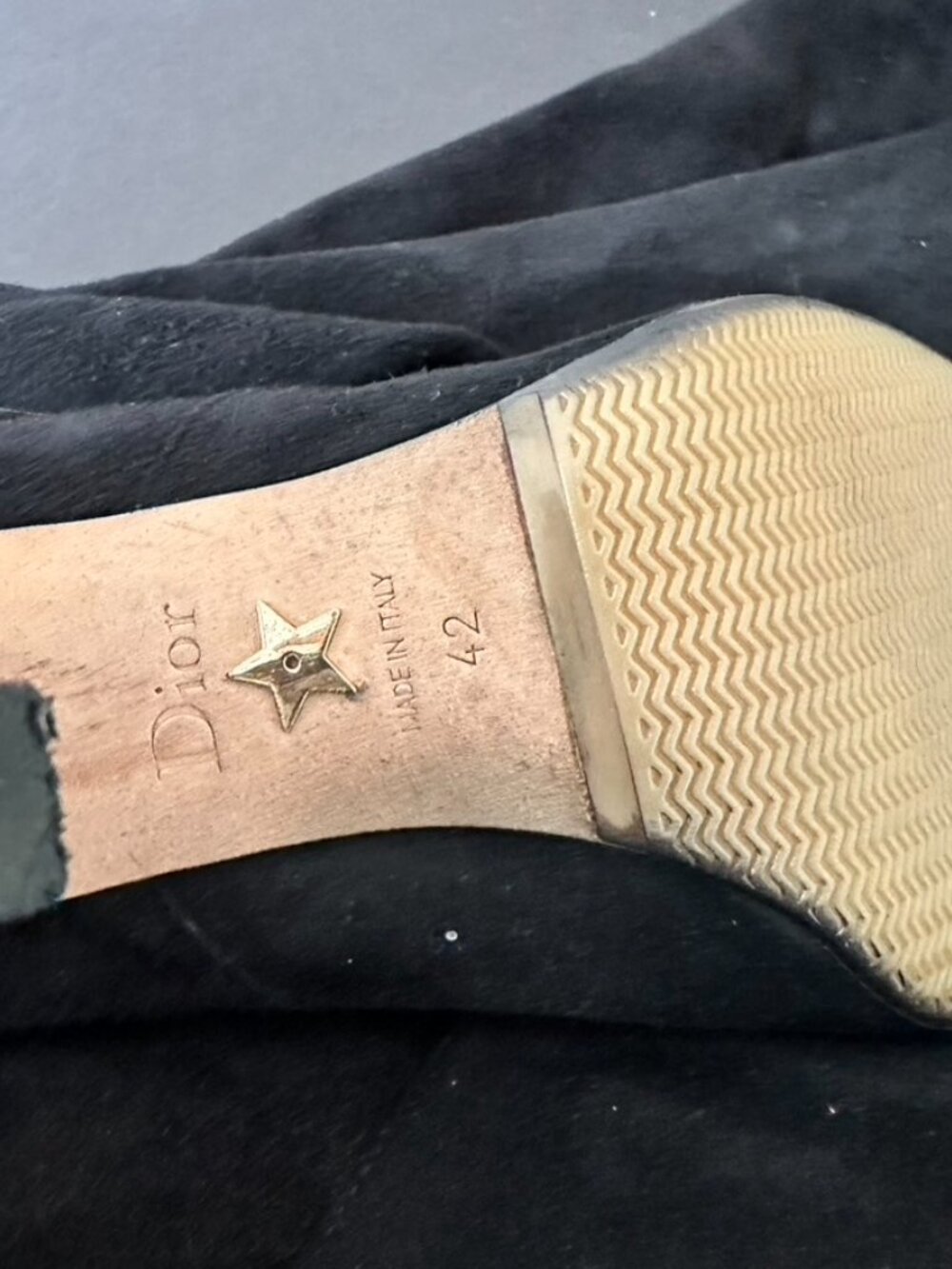 Dior Black Suede Knee High Stiletto Heel Boots Size 42 - Picture 10 of 12